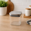 Pote Vidro Tampa Inox Quadrado 700ml
