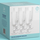 Jogo 6 Taças Champagne 170ml Vidro Gold Luxo Versalhes Elegante Festa Presente