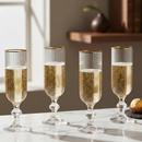 Jogo 6 Taças Champagne 170ml Vidro Gold Luxo Versalhes Elegante Festa Presente