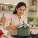 Panela de Pressão Indução 4,2L Max Chef Wood Compatível Gás e Indução Verde acinzentado