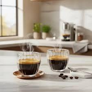 Conjunto 2 Copos Café Espresso Vidro Borossilicato Lehavi 90ml Parede Dupla Térmico Transparente Resistente Premium