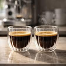 Conjunto 2 Copos Café Espresso Vidro Borossilicato Lehavi 90ml Parede Dupla Térmico Transparente Resistente Premium