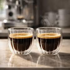 Conjunto 2 Copos Café Espresso Vidro Borossilicato Lehavi 90ml Parede Dupla Térmico Transparente Resistente Premium