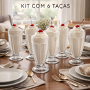 Jogo de Taças para Milk Shake - Kit 2 4 6 Unidades Milkshake Sobremesa - Sorvete Suco Vitamina 310ml Vidro Lanchonete