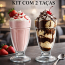 Jogo de Taças para Milk Shake - Kit 2 4 6 Unidades Milkshake Sobremesa - Sorvete Suco Vitamina 310ml Vidro Lanchonete