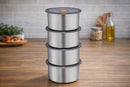 Conjunto 4 Potes Redondo Inox 450ml