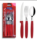 Talheres 12 Peças Inox Vermelha