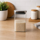 Pote Vidro Tampa Inox Retangular 1,2L