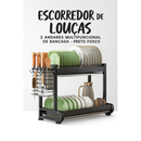 Escorredor Louça Dois Andares Aço Carbono Pia Pratos Copos Talheres