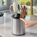 Porta-Talheres em Inox com Escorredor e Divisórias para Utensílios de Cozinha achadinho