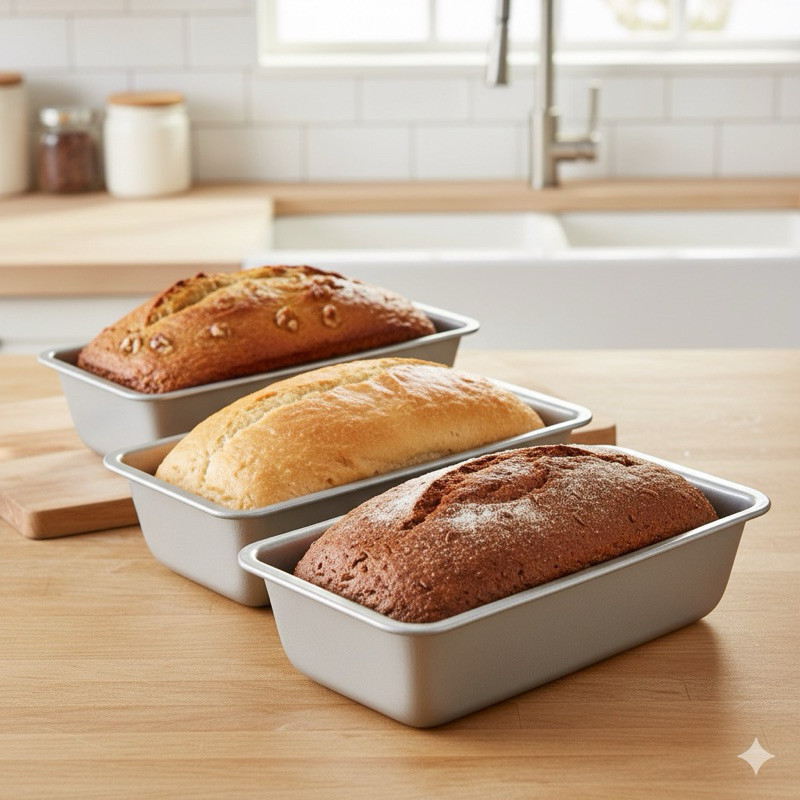 Kit 3 Formas Alumínio Assar Pães Diferentes Tamanhos Bolo Cozinha Forno