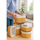 Conjunto de 4 Cestos Organizadores em Bambu Natural Multiuso achadinho