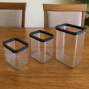 Kit 3 Potes Plásticos Transparentes Vedação Alimentos Mantimentos Cozinha Geladeira