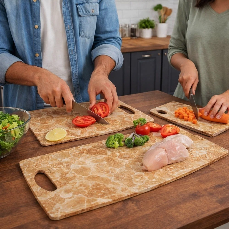 Conjunto com 3 Tábuas de Corte Retangulares em Plástico Colorido para Cozinha achadinho