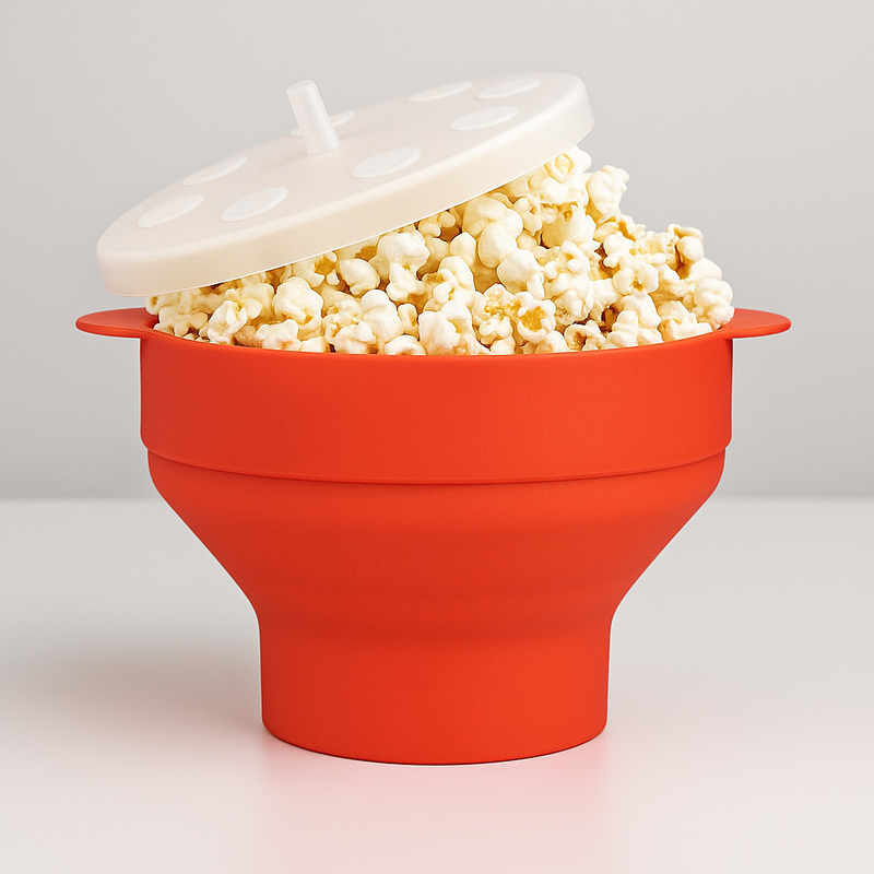 Pipoqueira Silicone Microondas Pipoca Sem Óleo Cozinha Saudável Dobrável Tampa