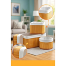 Conjunto de 4 Cestos Organizadores em Bambu Natural Multiuso achadinho