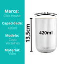 Kit 6 Copos Vidro Versalhes Borda Dourada Canelado Bulk Long Drink Agua 420ml