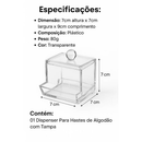 Dispenser Acrílico para Cotonetes com Tampa Transparente achadinho