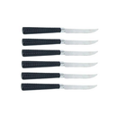 Kit 6 Facas de Mesa em Aço Inox Cabo Preto Linha Gramado achadinho