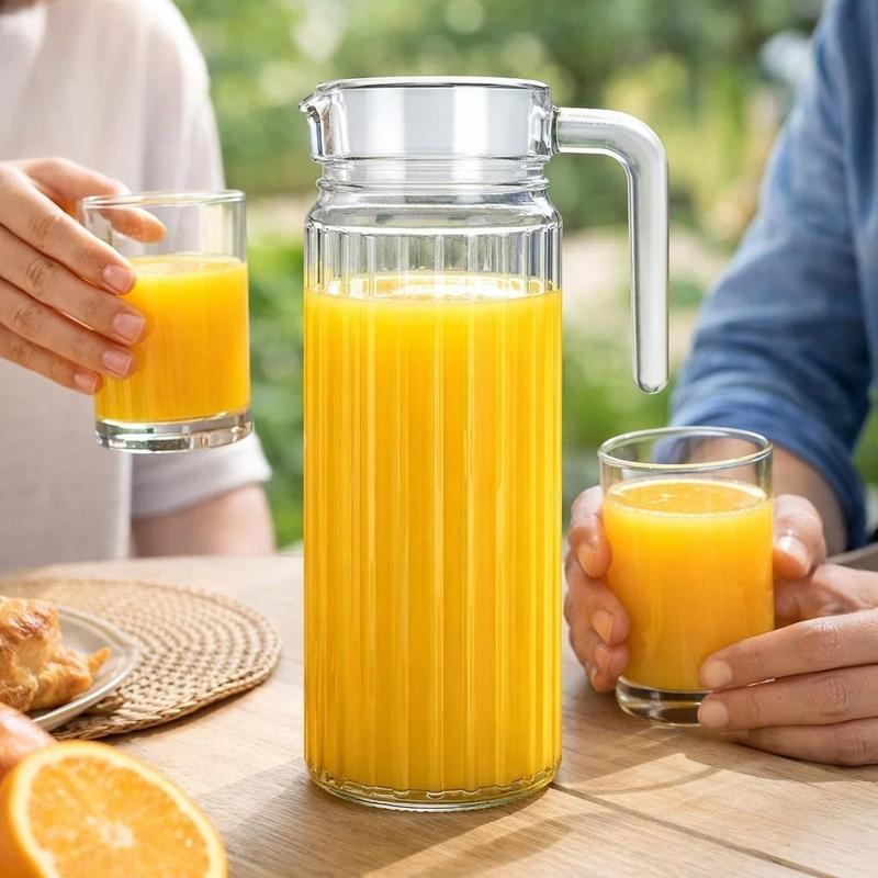 Jarra Vidro Transparente 1 Litro Design Moderno Uso Diário Água Suco Mesa Cozinha