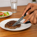 Kit 6 Facas de Mesa em Aço Inox Cabo Preto Linha Gramado achadinho
