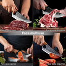 Faca Artesanal em Aço Inox com Tábua de Madeira para Churrasco achadinho
