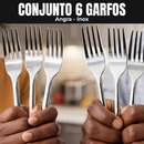 Conjunto 6 Garfos Mesa Aço Inox Alto Brilho Uso Diário Jantar Cozinha Restaurante