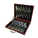 Conjunto Talheres Inox 24 Peças Luxo Elegante Maleta Organizador Completo