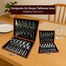 Conjunto Talheres Inox 24 Peças Luxo Elegante Maleta Organizador Completo