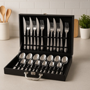 Conjunto Talheres Inox 24 Peças Luxo Elegante Maleta Organizador Completo