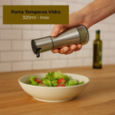Porta Temperos Vidro 320ml Inox Transparente Elegante Moderno Funcional Prático