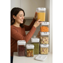 Kit 7 Potes Acrílico Armazenamento Cereais Arroz Feijão Condimentos Recipientes