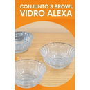 Conjunto 3 Potes Vidro Bowl Tampa Hermética Cozinha Mantimentos Sobremesa Refratário