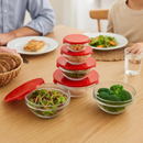 Conjunto 5 Potes Vidro Recipiente Frutas Condimentos Marmita Tigela Conserva Cozinha
