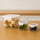 Conjunto 3 Potes Hermético Quadrado Plástico Mantimentos Alimentos Cozinha