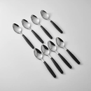 Kit 6 Colheres Sobremesa Inox Resistente Acabamento Fosco Preto Elegante