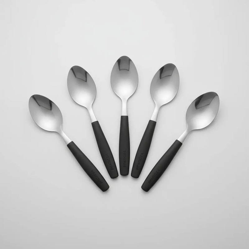 Kit 6 Colheres Sobremesa Inox Resistente Acabamento Fosco Preto Elegante