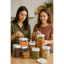 Kit 7 Potes Acrílico Armazenamento Cereais Arroz Feijão Condimentos Recipientes