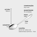 Kit 12 Colheres Sobremesa Inox Resistente Durável Design Ergonômico Fácil Limpeza