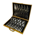 Conjunto Talheres Inox 24 Peças Luxo Elegante Maleta Organizador Completo