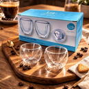 kit 2 Copo Café 90ml Vidro Borossilicato Coração Amor Love Dupla Camada Sem Alça