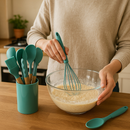 Conjunto Utensílios Cozinha 8 Peças Silicone Faca Colher Concha Espátula Pegador