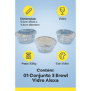 Conjunto 3 Potes Vidro Bowl Tampa Hermética Cozinha Mantimentos Sobremesa Refratário