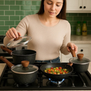 Conjunto 4 Peças Panelas Antiaderente Tampa Vidro Caçarolas Cozinha
