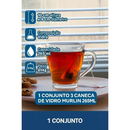 Conjunto 3 Canecas Vidro 265ml Transparente Café Chá Cozinha Mesa Bebida