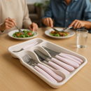 Kit Talheres 25 Peças Branco Jantar Almoço Faca Garfo Pegador Servir