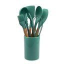 Kit Utensílios de Cozinha Silicone com Cabo de Madeira 8 Peças