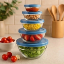 Conjunto 5 Potes Vidro Recipiente Frutas Condimentos Marmita Tigela Conserva Cozinha